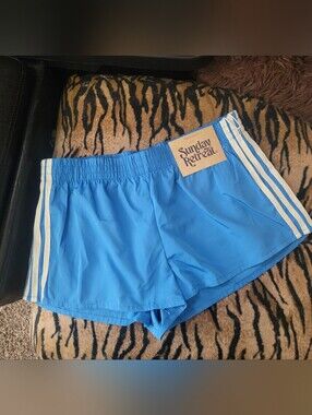 Athletic Track Shorts Blue Juniors Sz Large New W Tag!